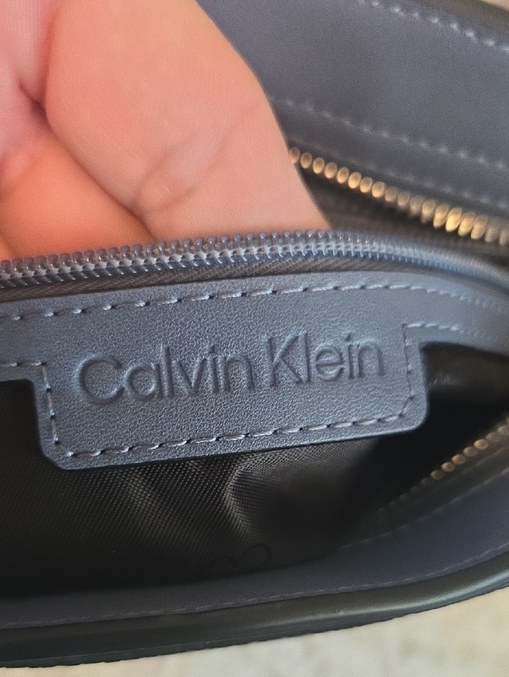 Calvin Klein Pebble Leather Crossbody Bag in Navy - Picture 9 of 9